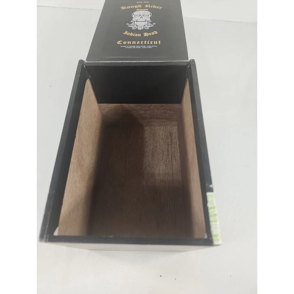 Rough Rider Churchill Connecticut Empty Wood Cigar Box 7.5